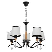 Люстра потолочная пятирожковая на цепочке "Брюссель" 220В Е14 Черный картинка 